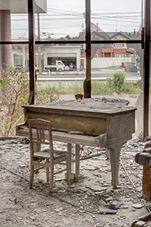 Piano in Burnt Out Wedding Venue