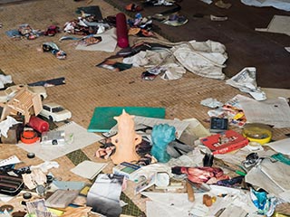 Messy floor in abandoned Japanese house