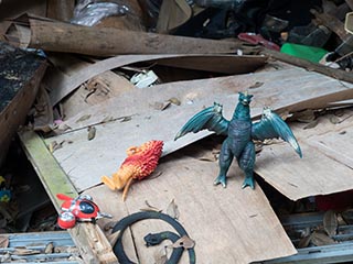 Toys outside abandoned Japanese house