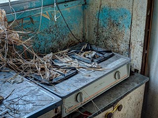 Gas stove in abandoned Japanese house