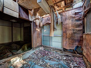 Collapsing house, Kanagawa Prefecture, Japan