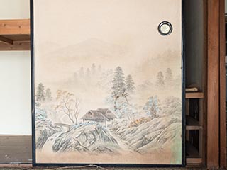 Sliding door in abandoned Japanese house