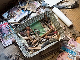 Messy floor in abandoned Japanese house