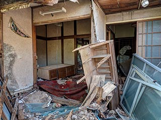 Collapsing house, Kanagawa Prefecture, Japan