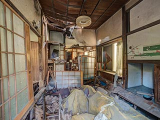 Collapsing house, Kanagawa Prefecture, Japan