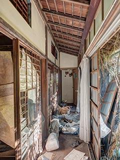 Collapsing house, Kanagawa Prefecture, Japan