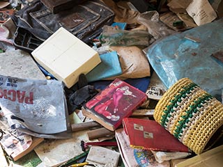 Messy floor in abandoned Japanese house