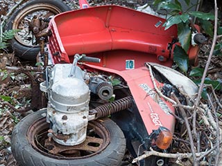 Abandoned motor scooter