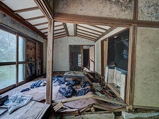 Collapsing house, Kanagawa Prefecture, Japan