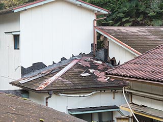 Guest cottage at Hotel Gaia with damaged walls