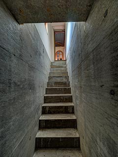 Stairs to tunnel below Hotel Gaia