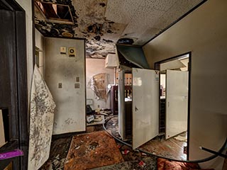Water damaged office of Hotel Gaia