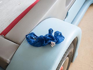 Panties lying on Rolls Royce bed in Hotel New Royal