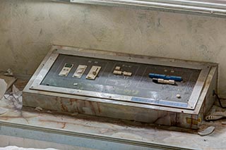 Control panel above bed in Hotel Penguin Village