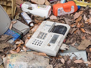 Equipment lying outside Hotel Queen