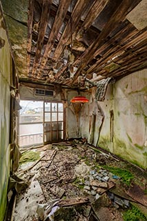 Abandoned Love Hotel Sekitei Decaying Room with Collapsing Ceiling