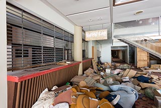 Abandoned Hotel Suzukigaike Garbage Strewn Lobby