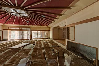 Hall with Collapsing Floor in Abandoned Hotel Suzukigaike