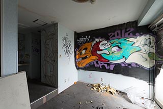 Abandoned Hotel Tropical Guest Room Graffiti