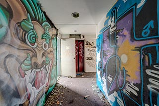 Abandoned Hotel Tropical Corridor Graffiti