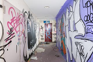 Abandoned Hotel Tropical Corridor Graffiti