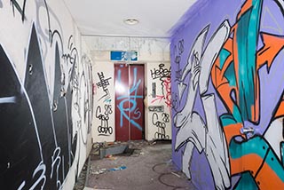 Abandoned Hotel Tropical Corridor Graffiti