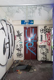 Abandoned Hotel Tropical Elevator Hall Graffiti