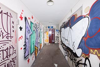 Abandoned Hotel Tropical Corridor Graffiti