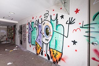 Abandoned Hotel Tropical Corridor Graffiti