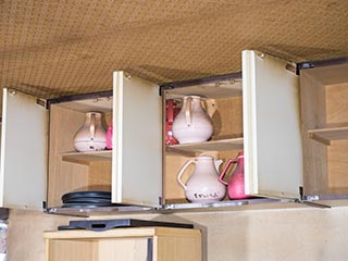 Shelves in office of Hotel Skylove