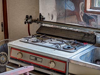 Stove in manager's apartment of Hotel Skylove