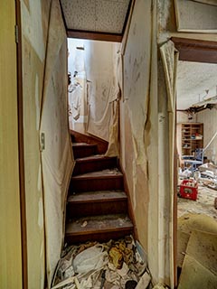 Stairs in manager's apartment in Motel Akatsuki