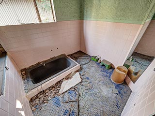 Bathroom in abandoned love hotel Century