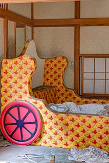 Garish, Tasteless Bed in abandoned love hotel Century