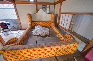 Garish, Tasteless Bed in abandoned love hotel Century