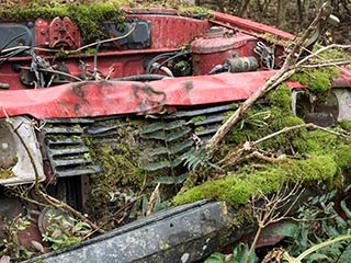 Abandoned Mazda in a field