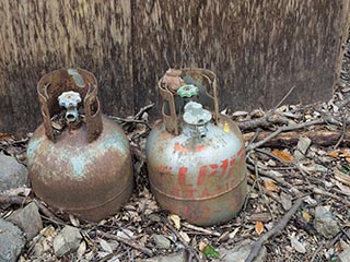 Abandoned gas tanks outside Ōeikaku Ryokan