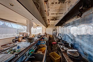 Kitchen of abandoned Japanese Restaurant