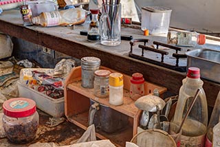 Kitchen of abandoned Japanese Restaurant