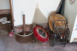 Broken stool in abandoned Japanese Restaurant