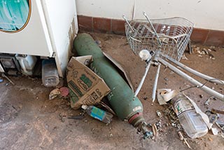 Gas bottle in abandoned Japanese Restaurant