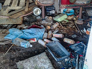 Garbage on floor of Pachinko Garden