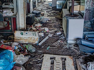 Garbage on floor of Pachinko Garden