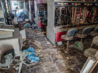 Decaying floor in Pachinko Garden