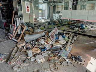 Garbage on floor of Pachinko Garden