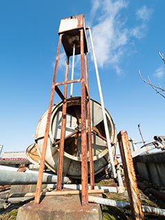 Water tower on roof of Queen Château Soapland