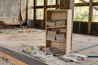 Bookcase in Abandoned Japanese Restaurant