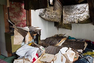 Hole in Roof of Abandoned Minshuku