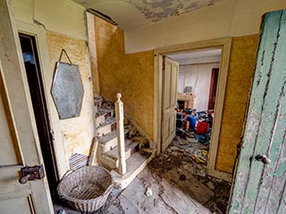 entrance hall of abandoned house