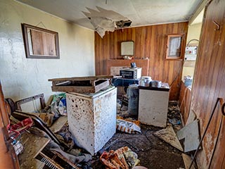 filthy room in abandoned house